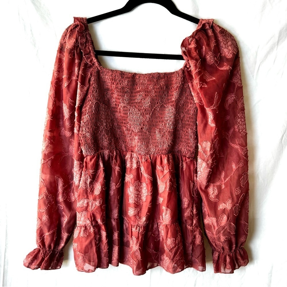 Bolayu Women’s Boho Frill Square Neck Ruched Blouse Size S - Picture 4 of 11